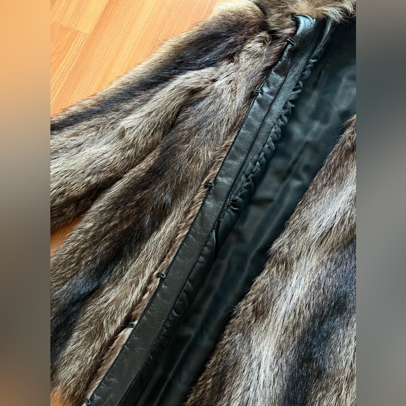 Vintage Natural Raccoon Fur Jacket 30” Let-Out Construction Small Collar Size M - Picture 11 of 15